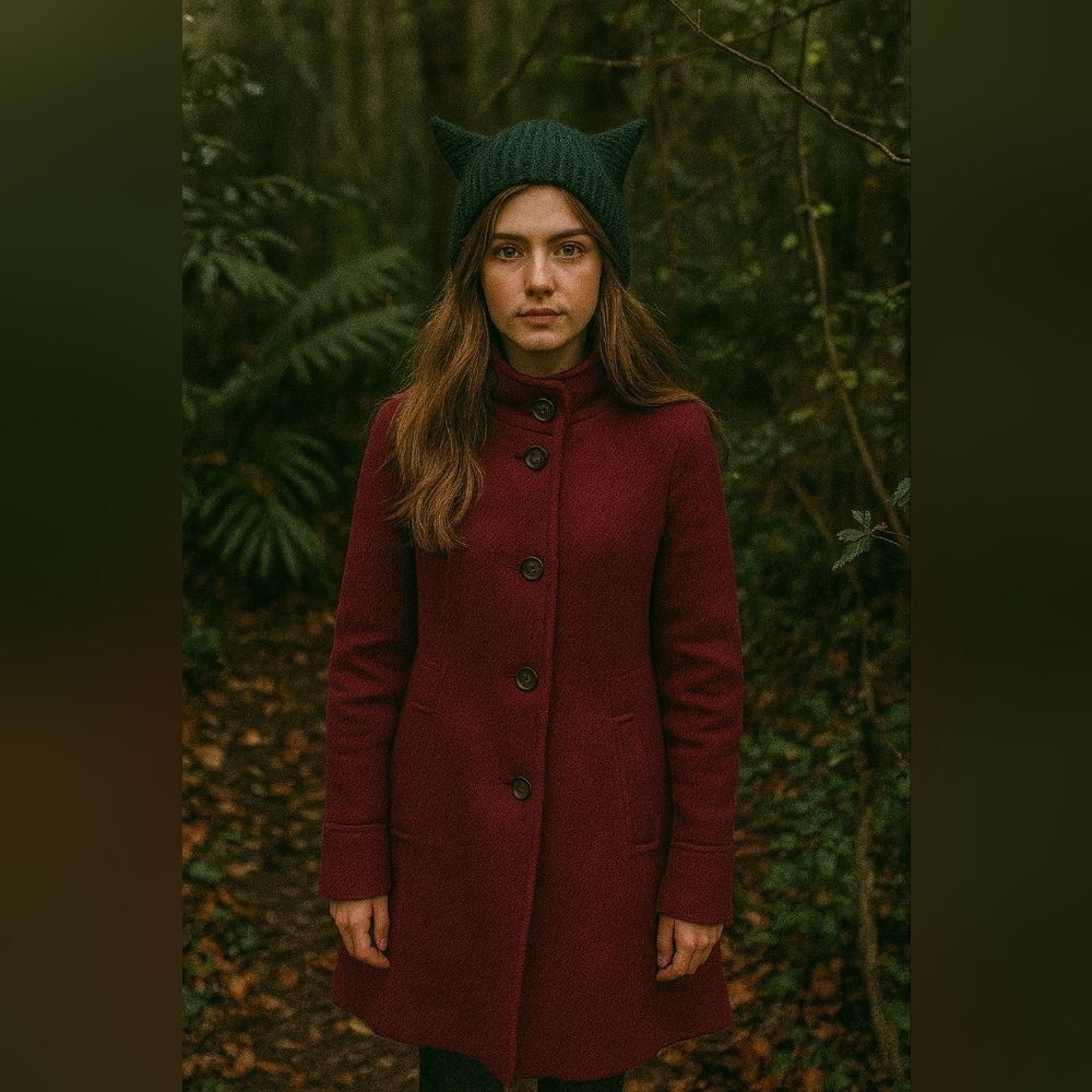 Loft Burgundy Funnel Neck Coat Jacket 4 Ribbed Lined Wool Blend Long Line